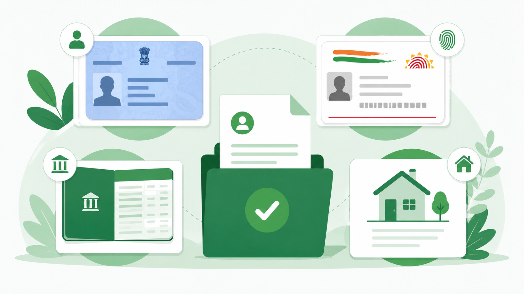 Laptop par GST portal ka online registration form bhar raha hai — saath mein sarkari imarat, Indian tiranga, shield checkmark aur GST certificate dikh raha hai