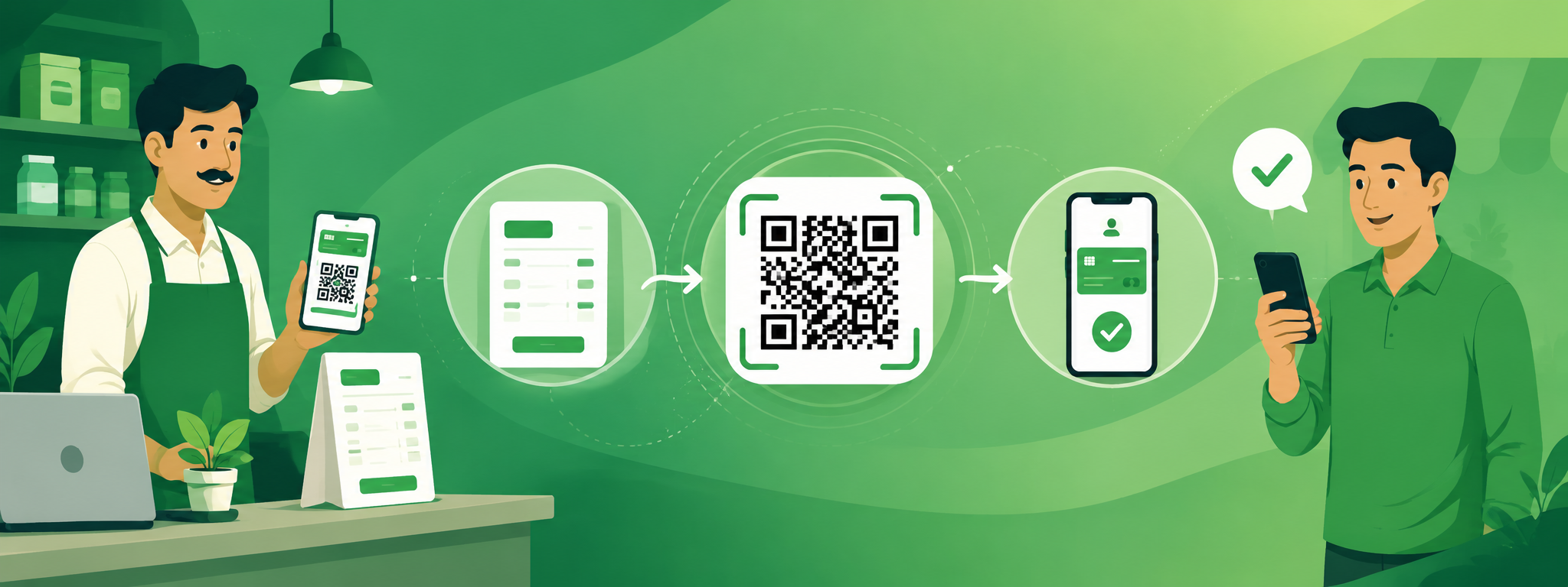Phone par UPI QR code ke aas paas Google Pay, PhonePe, Paytm, BHIM aur doosre UPI apps ke logos dikh rahe hain — India Gate ke saath sabhi UPI apps ek jagah